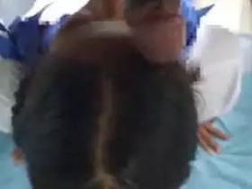 Mischievous college girl gets down and