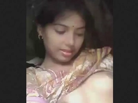 Youthful gal flaunts her knockers in