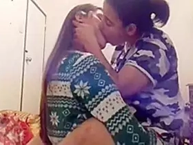 Romantic Indian lezzy couple's smooching