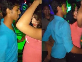 Messy desi nymph dances with boys in
