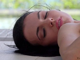 Uber-sexy dark haired in leather bathing