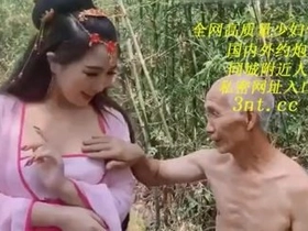 Sorcerer and aged dude have hump in Asian witch's home